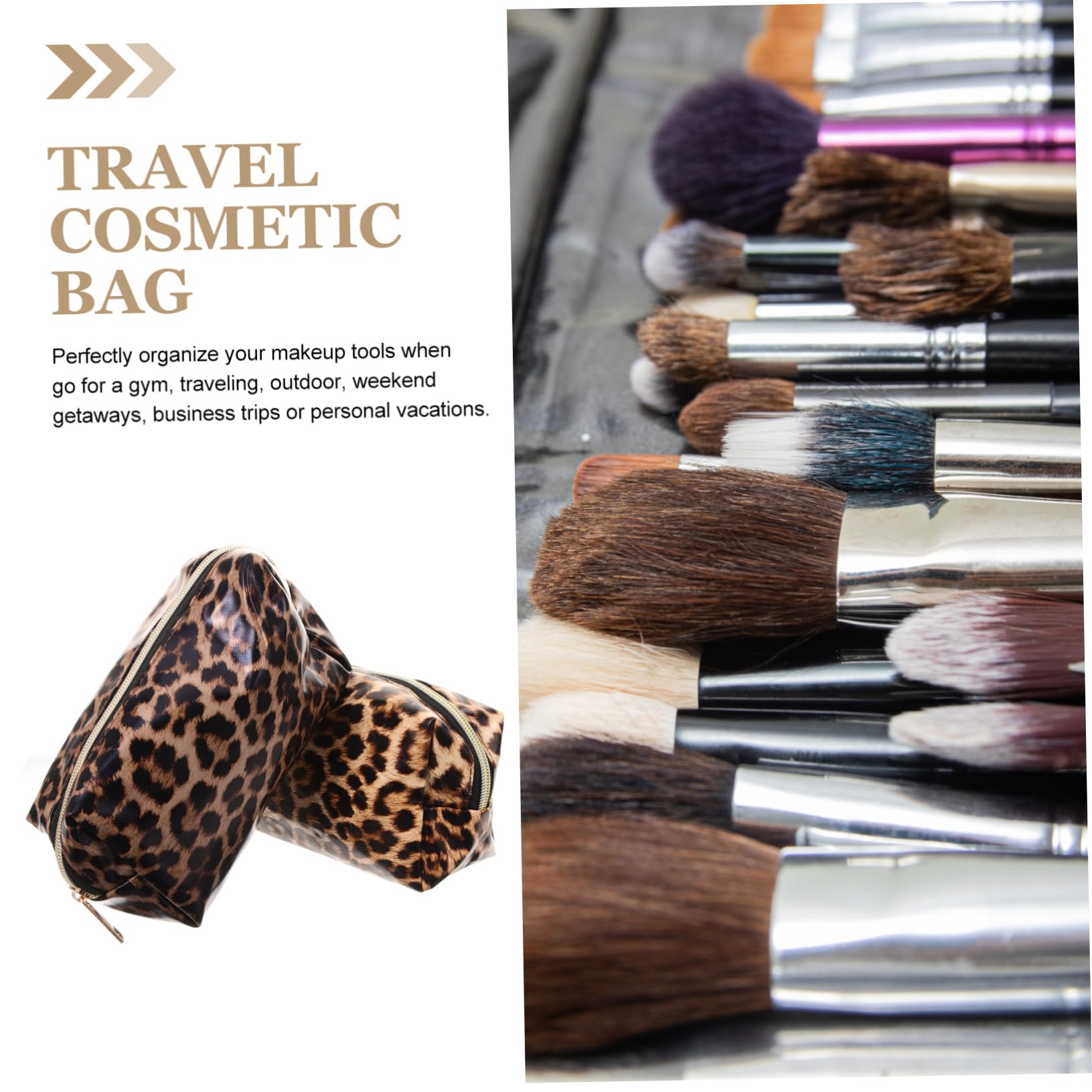 Healeved 6piezas Bolsa De Maquillaje Grande Leopard Pouch Neceser Cosmético Portátil De Capacidad para Cosméticos y Artículos De Aseo Diseño De Negro