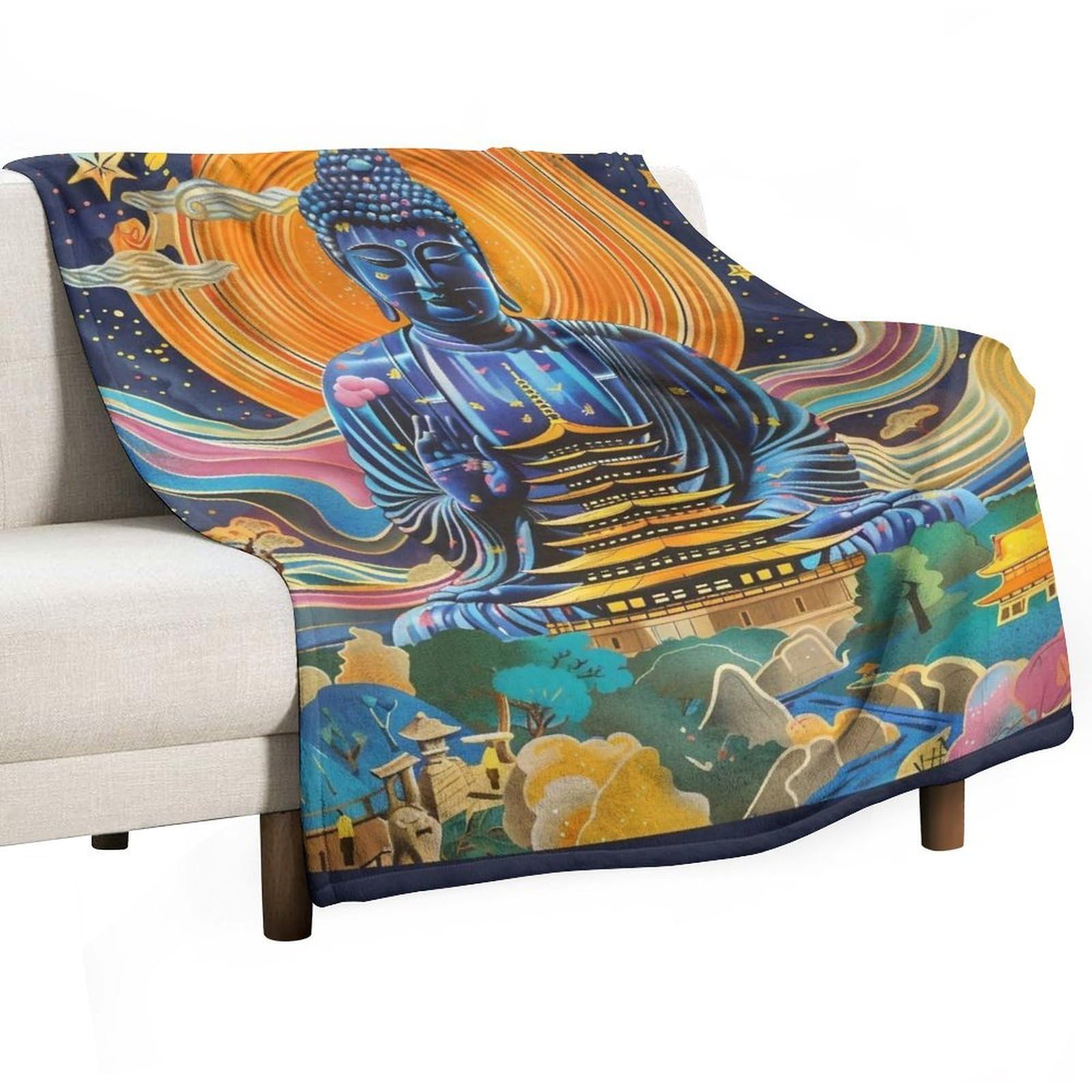 YHGSREUOH Yayoi Kusama Buddha Landscape 04 Flannel Blankets Fleece Soft Throw Lightweight Plush Gifts for Couch, Bed, Cozy Sofa Plush, Chair, Lovers 80x100cm(30x40in)