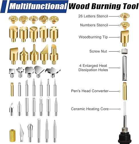 Miniatura 4 de Kit de combustión de madera, 80 unidades, interruptor de encendido y temperatura ajustable, quemador de madera de 392  842 F para adultos,