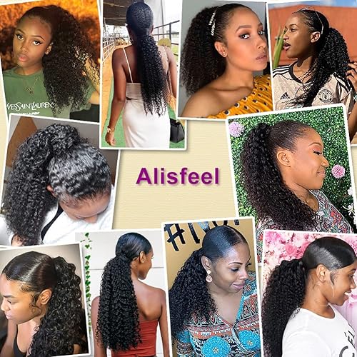 Miniatura 6 de Alisfeel Extensiones de cabello humano Remy brasileño rizado con pasta mágica, 4.33 onzas, sin procesar, con clip, para mujeres negras (22 pulgadas)