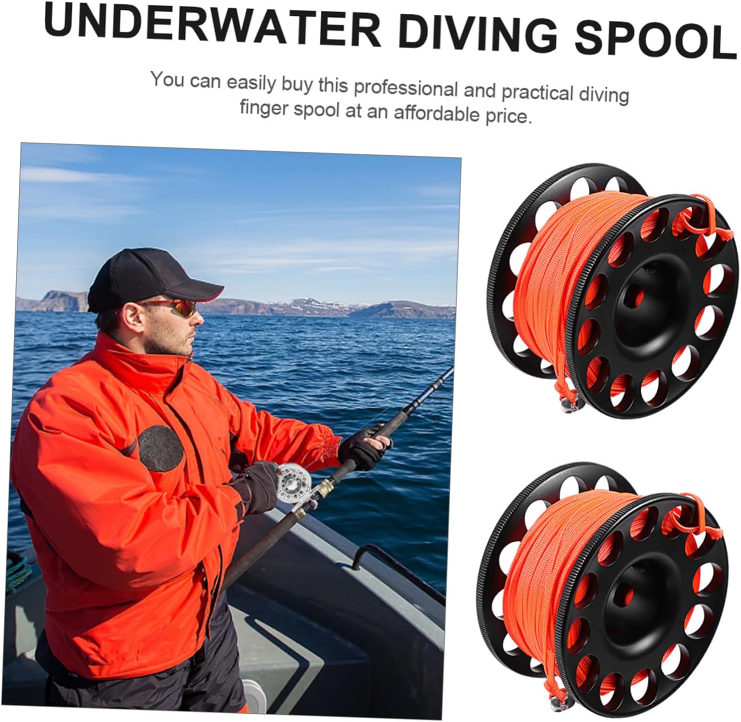 UKCOCO 1set Scuba Diving Spool Snap Clip Finger Reel for Underwater Use Guideline Spool for Cave Diving and Snorkeling Easy to Handle Wear-Resistant Design