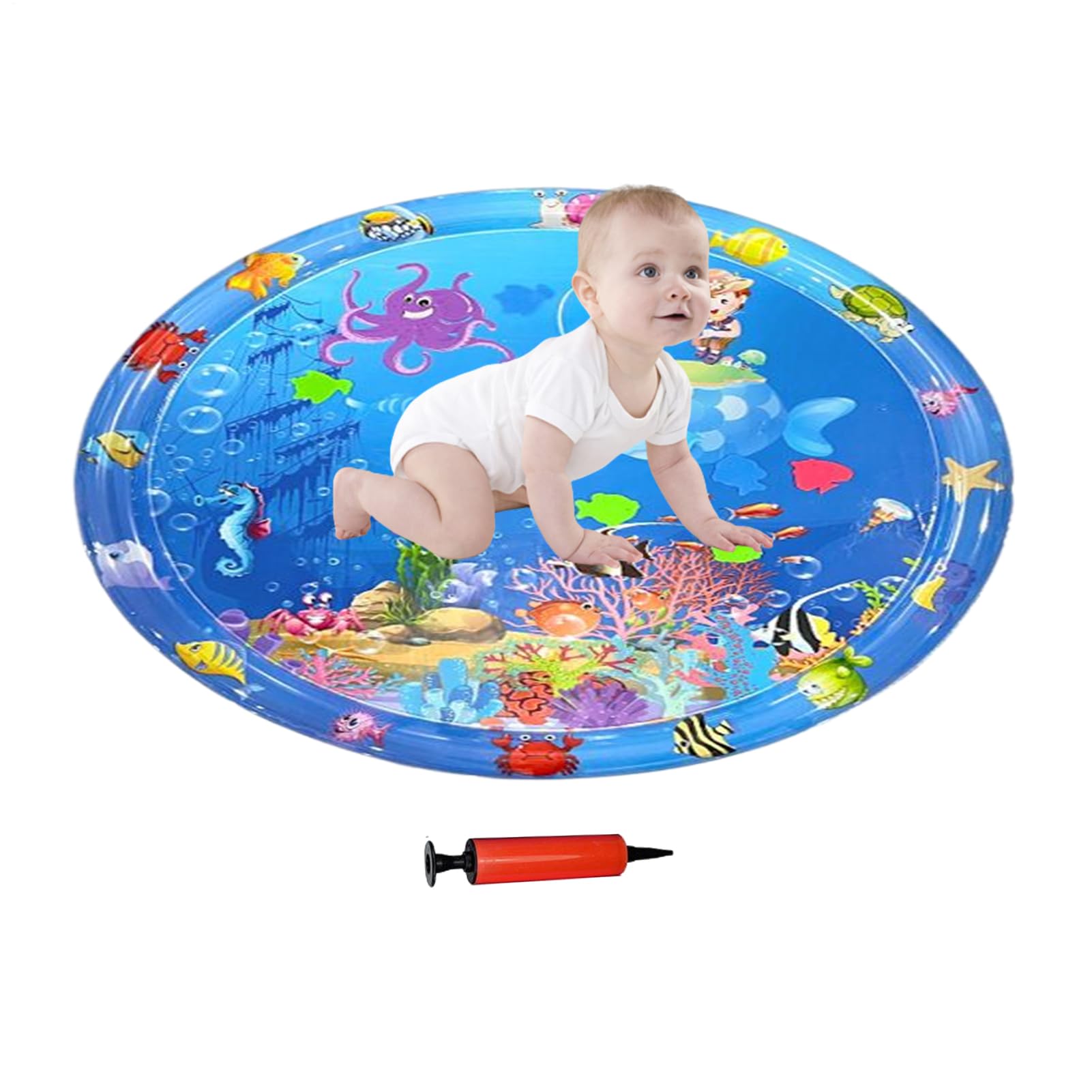Cuscino Refrigerante per Cani | Tappeto Antigraffio per Acqua e Gioco 100x100 cm | Giocattolo Sensoriale Interattivo con Pompa Gonfiabile per Esterno Interno Casa Giardino Viaggio Auto