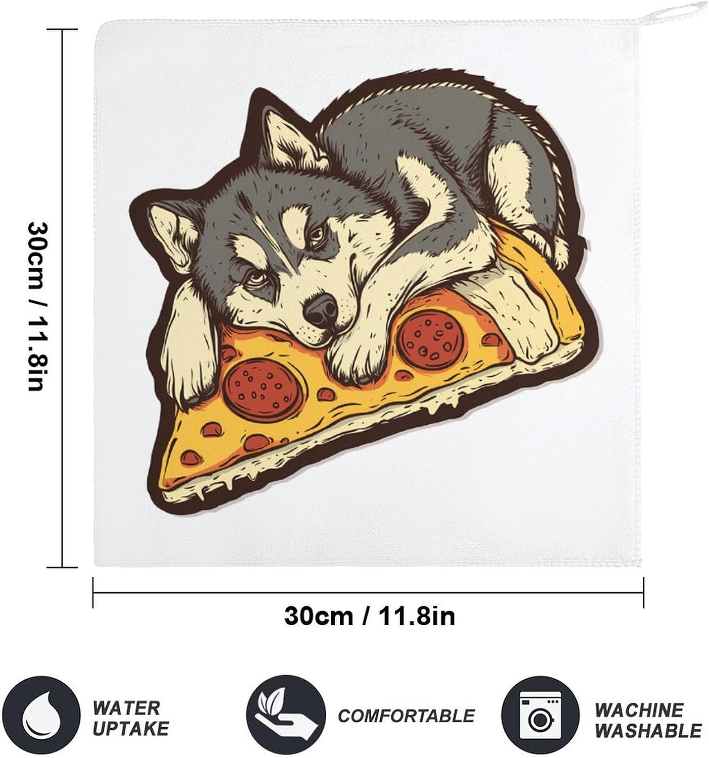 Siberian Husky Pizza Towel Hand Towels Decorative Towel for Bathroom Kitchen Shower Gym 4PCS