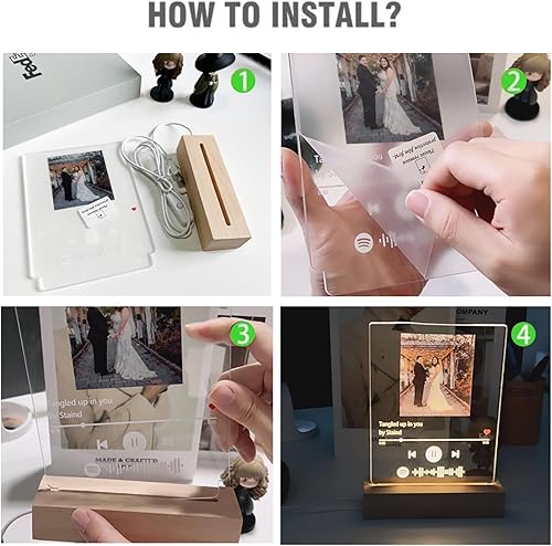 Miniatura 8 de FIMIONAS Luz nocturna personalizada, marco de fotos acrílico en 3D, marco de fotos, aniversario, boda, Navidad, regalos de cumpleaños para él y su