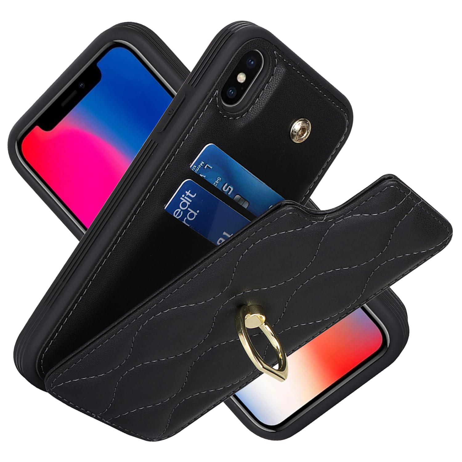 Brieftaschen-Handyhülle Für IPhone 16 – Mit Kartenfach (4 Karten), RFID-Schutz, Fingerring-Ständer, Roségold