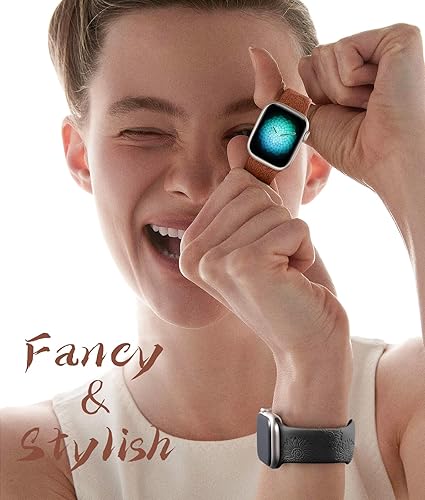 Vista 88 de Odbeai Correa deportiva de silicona suave con grabado floral compatible con Apple Watch de 1.496 pulgadas, 1.575 pulgadas, 1.614 pulgadas, 1.654