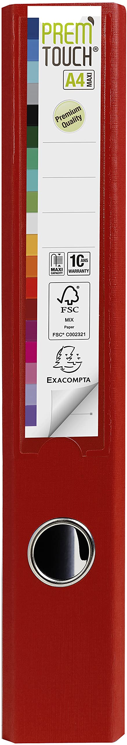Exacompta 53104E 10er Pack Premium Kunststoff-Ordner Prem´Touch. 5 cm schmal DIN A4 MAXI Ringordner Aktenordner Briefordner Büroordner Plastikordner Schlitzordner bordeaux