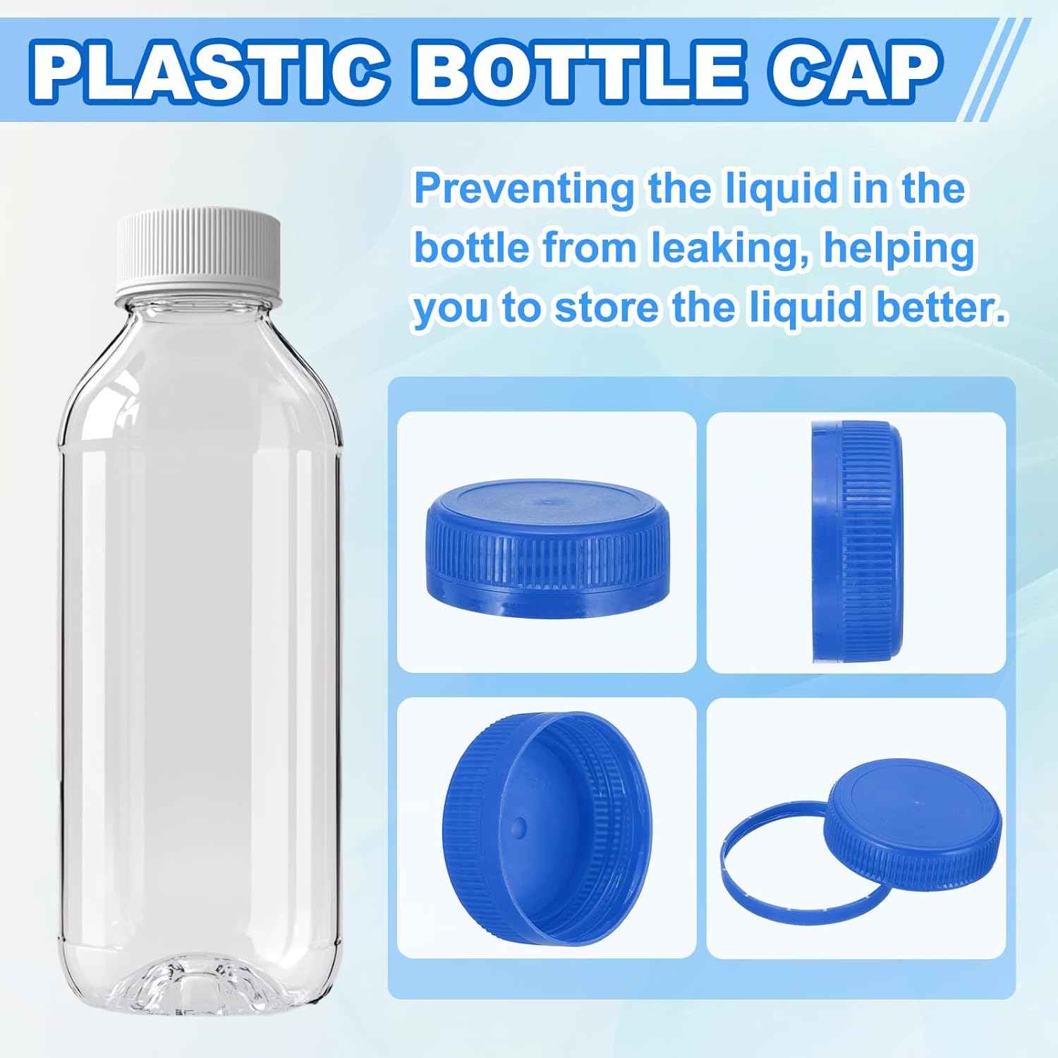 PATIKIL 38mm/1.5" Inner Plastic Bottle Cap, 100Pcs Replacement Screw Bottle Cap Storage Jug Lids for Craft DIY Juice Water Milk, Blue