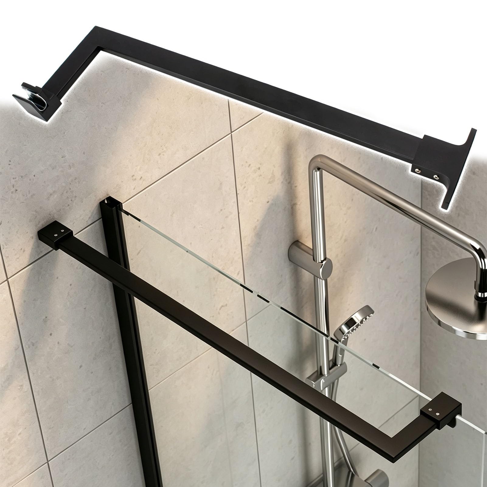Barra de soporte para mampara para baños modernos de estilo nórdico e industrial