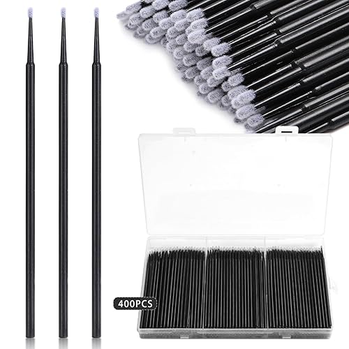 400 piezas de microcepillos aplicadores, JASSINS Microswabs para extensiones de pestañas, hisopo desechable de precisión de 0.079 pulgadas, para