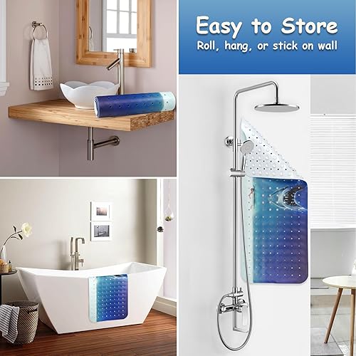 Miniatura 4 de Tapete para bañera antideslizante, Shark, tapete extra largo para bañera y piso de ducha con ventosas y agujeros de drenaje para adultos, niños y