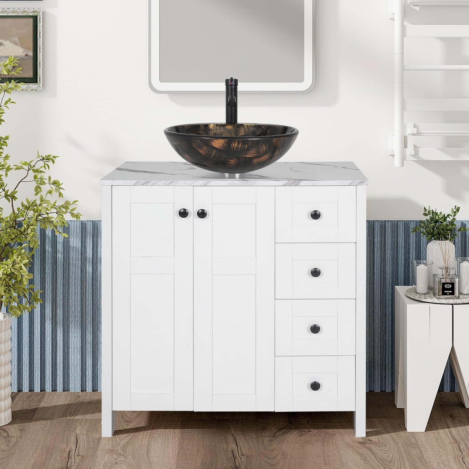Puluomis 32 Inches Traditional Bathroom Vanity Set in White Finish ...