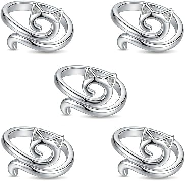 Adjustable Crochet Tension Ring for Fingers Cute Cat Ear Knitting Loop Yarn Guide Accessories  DIY Craft Supplies and Gifts for Women, Mothers, and Beginners Silver