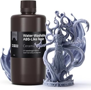 ELEGOO Water Washable ABS-Like 3D Printer Resin Ceramic Grey 1000g, High Performance, Durable, Low Odor, 3D Resin for 405nm MSLA LCD DLP Resin 3D Printers