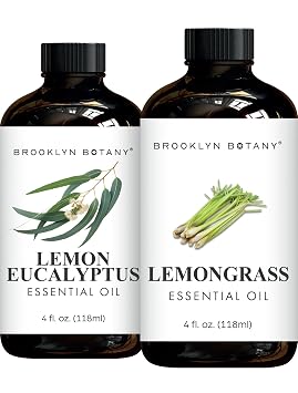 Brooklyn Botany Lemon Eucalyptus & Lemongrass Essential Oils 4 Fl Oz Pack of 2 100% Pure & Natural Crisp & Citrusy Aromatherapy Blend