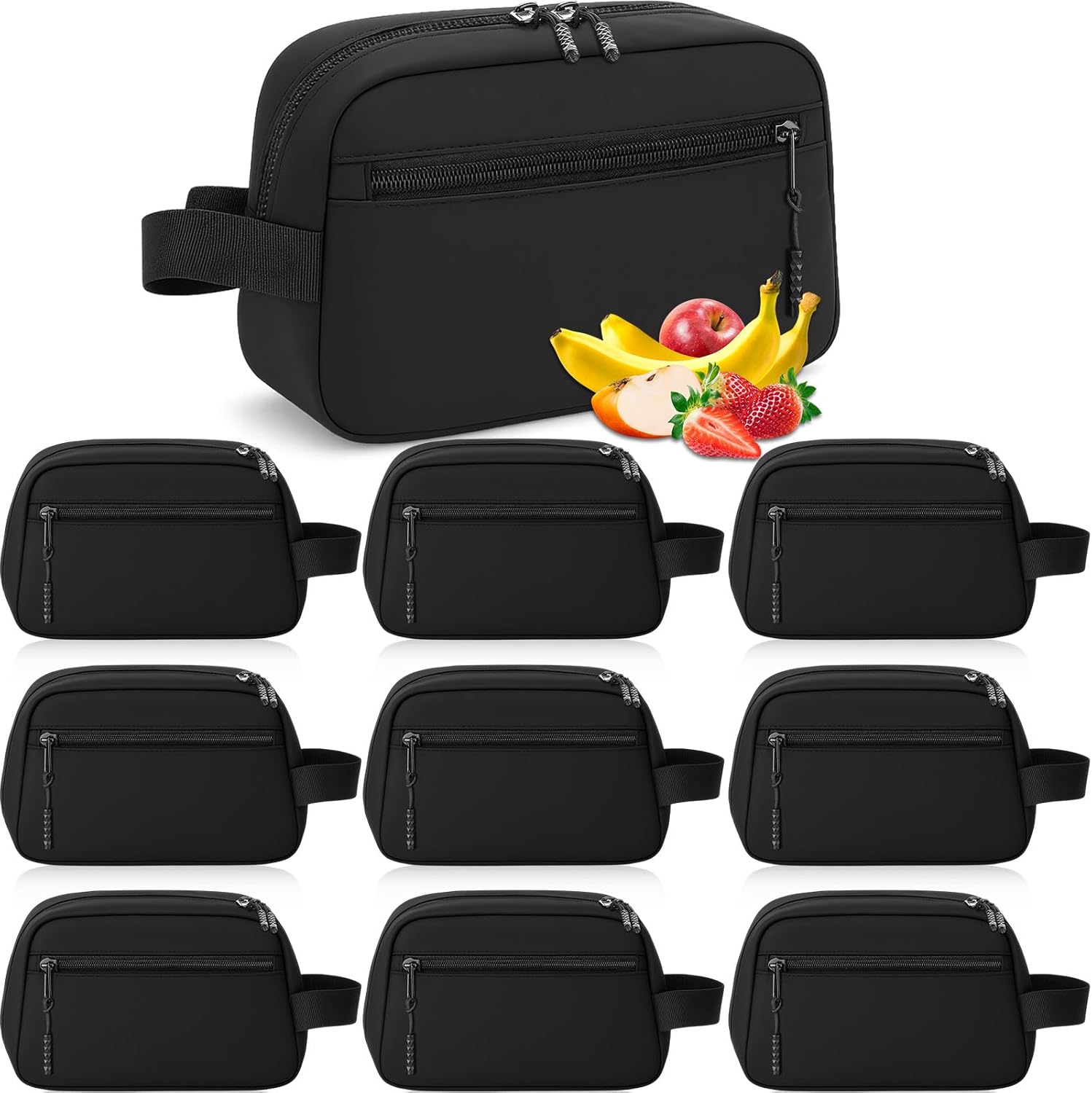 Nuogo 10 Pcs Mini Insulated Snack Bag, Black Cooler Bag for Lunch, Work, Travel, Freezer Snack Cooler with Leakproof Peva Lining, Reusable Portable Small Freezable Lunch Box, 9.06 x 5.12 x 3.94 Inch