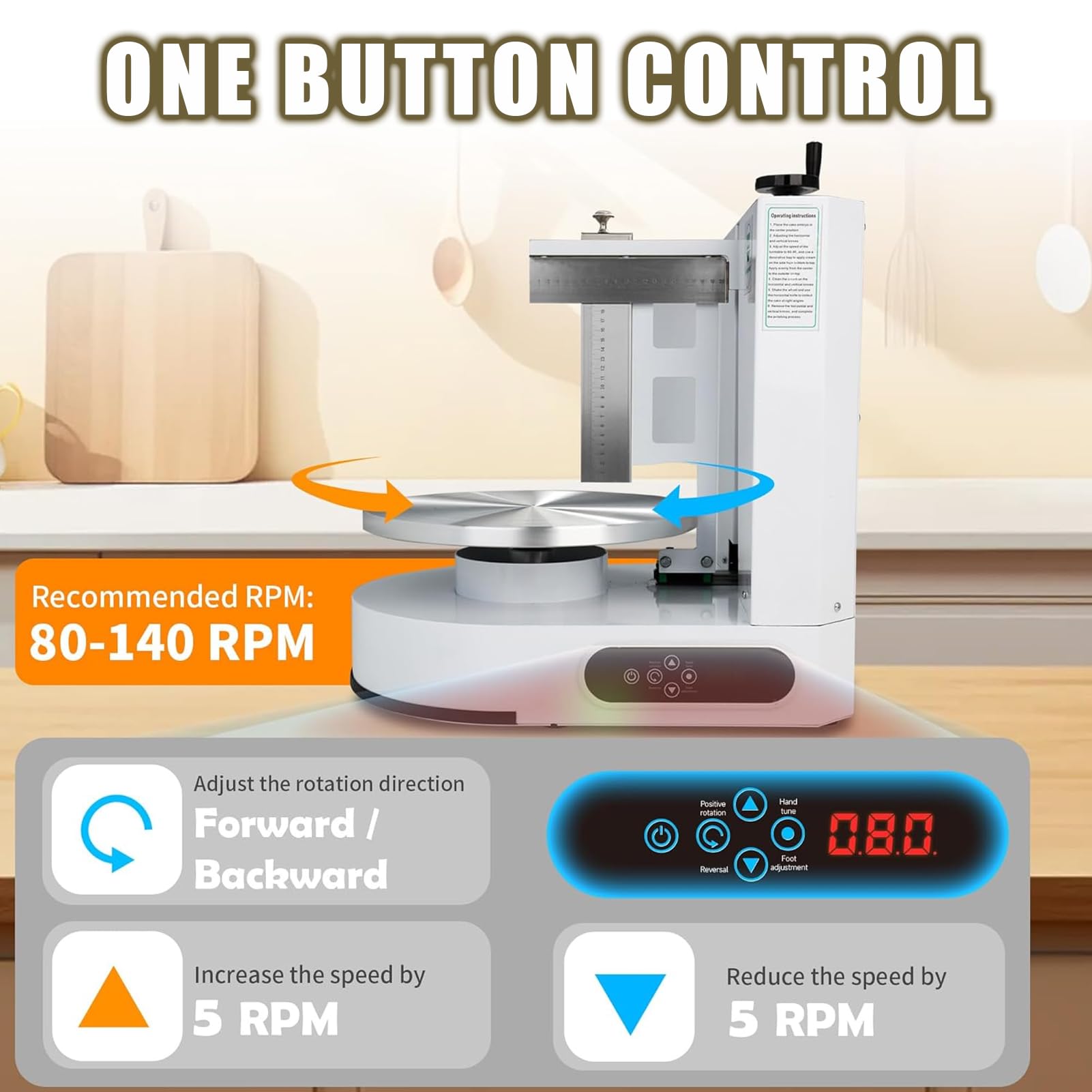 MáQuina para Decorar Pasteles, para Decorar Pasteles De CumpleañOs, con Cobertura Suave De Crema, Silenciosa, para Glaseado De Pasteles, Raspador EléCtrico para Alisar Crema Y Mantequilla