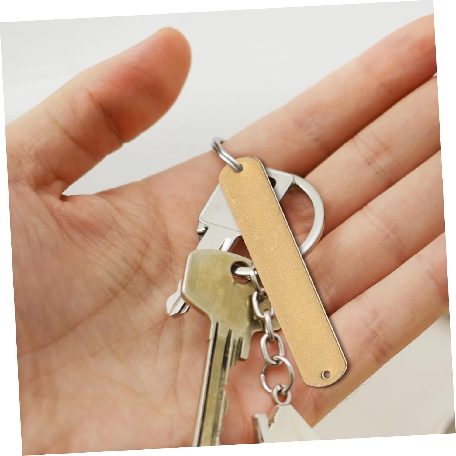 Angoily Copper Key Tags Blank Rectangle Keychain Labels 10-Piece Set Portable Luggage Tags for DIY for Travel and Organizing Keys