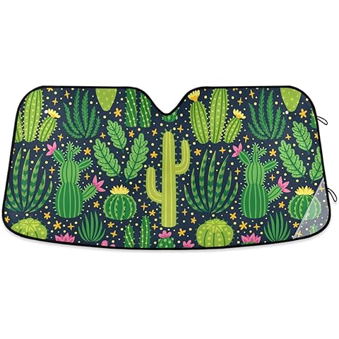 Cactus Car Windshield Sun Shade Tropical Cacti Succulent Vintage Green Plant Foldab...