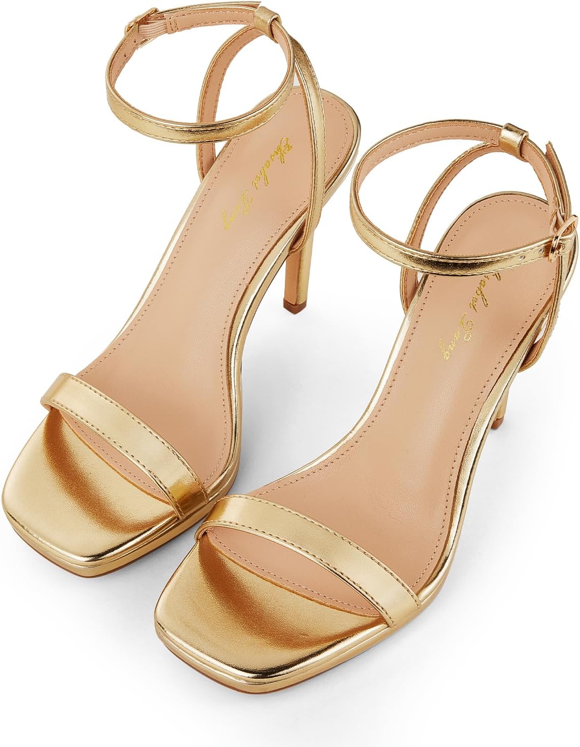 Elisabet Tang Women’s Stilettos Heeled Sandals Open Square Toe Heels,4.3 Inch Open Toe Strappy Sexy High Heels Ankle Strap Buckle Heels for Party Wedding Dress Daily Wear Shoes - Image 6