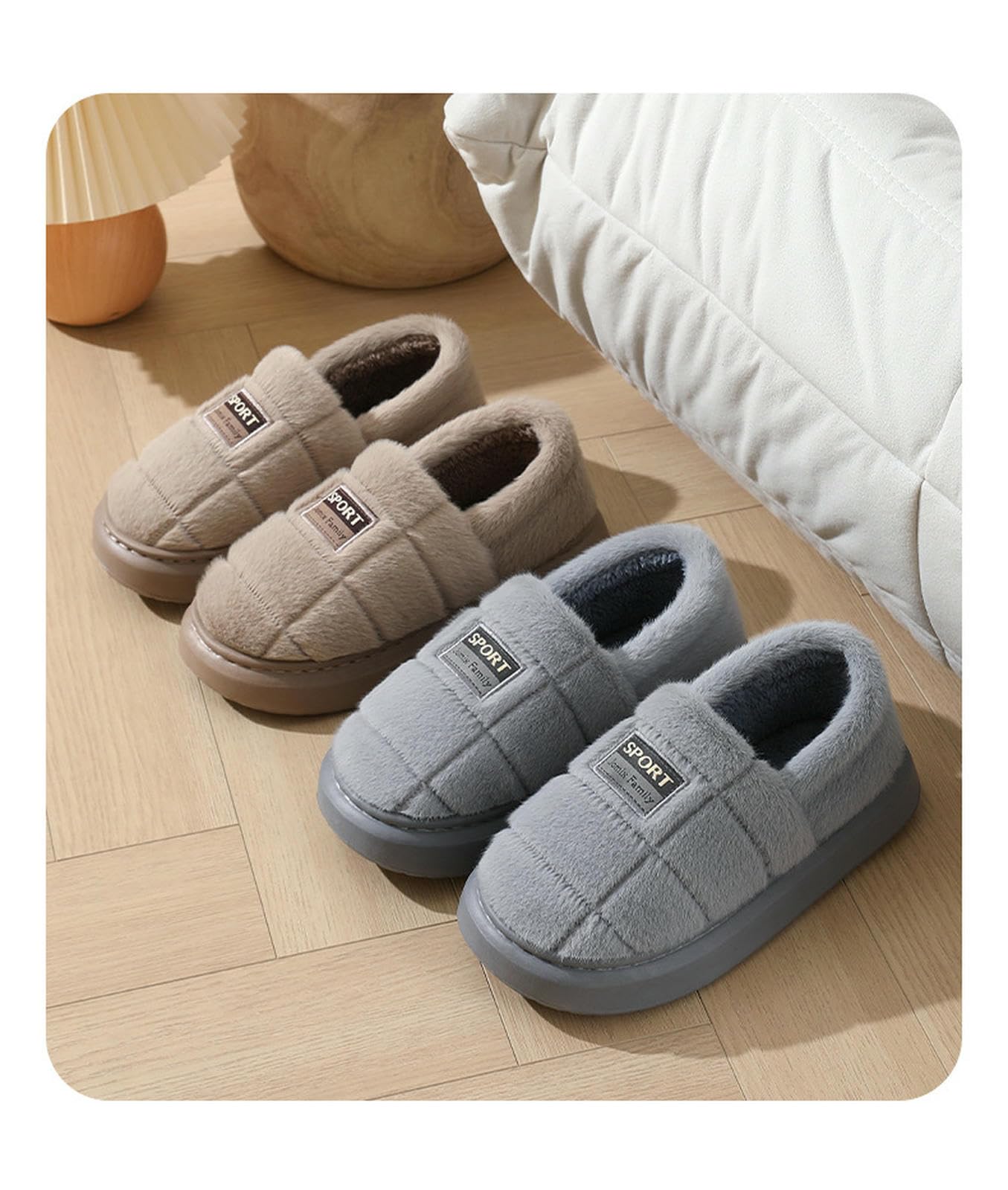Damskie kapcie Plush Cotton Shoes Large Size Heeled For Men Home antypoślizgowe grube podeszwy