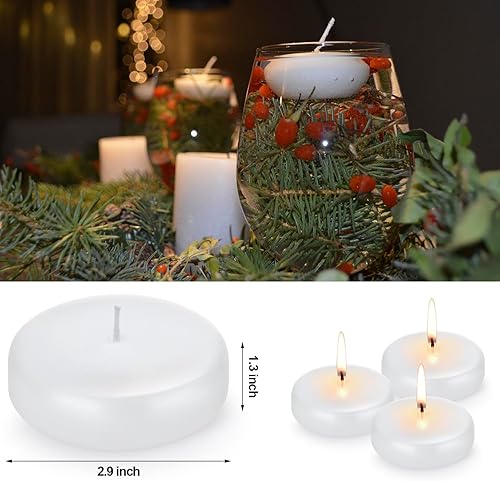 Miniatura 6 de Velas flotantes de 3 pulgadas de combustión continua durante más de 13 horas, sin olor, sin humo, blancas, antigoteo, velas decorativas adecuadas