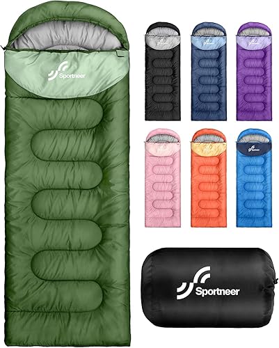 Miniatura 19 de Sportneer Saco de dormir para adultos y niños, para clima frío y cálido, impermeable, saco de dormir para acampar, senderismo, viajes Negro y gris
