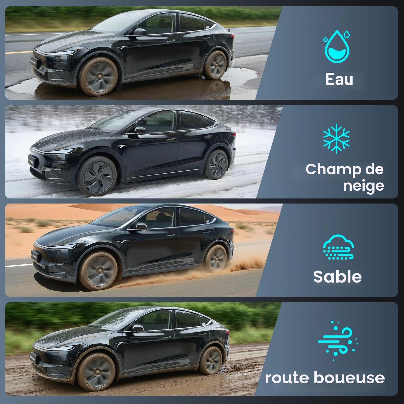 JAWJUT Lot de 4 bavettes Garde-Boue pour Tesla Model Y Juniper 2025~2026 – Support caché sans perçage, bavettes Anti-éclaboussures Toutes Saisons