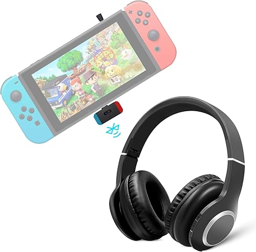Golvery Bluetooth Gaming Headset for Nintendo Switch Wireless Bluetooth Headphones wUSB C Transmitter for PC Laptop PS4 Plug Play Noise Cancelling