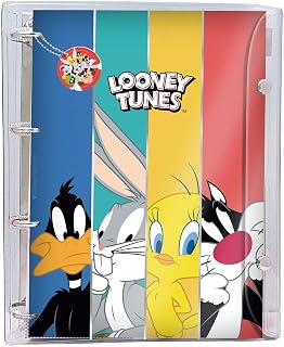 Caderno Argolado Universitário Pvc Cristal Com 192 Folhas Looney Tunes - DAC 3813