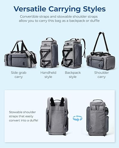 Miniatura 3 de BAGSMART Bolsa de gimnasio para hombres, bolsas de lona deportivas para viajes, bolsa de fin de semana con compartimento para zapatos y laptop,