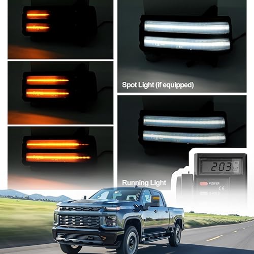 Miniatura 2 de Luces LED secuenciales de marcador de espejo lateral para Chevy Silverado GMC Sierra 2500HD 3500HD 3500HD, indicador de señal de giro ámbar y