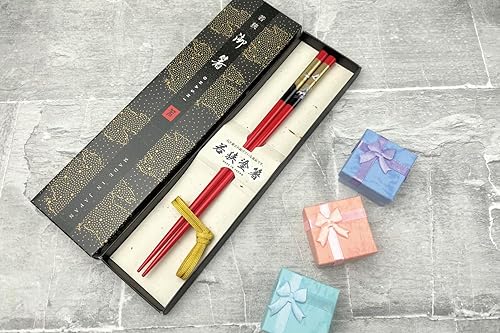 Miniatura 5 de Palillos japoneses de primera calidad reutilizables fabricados en Japón Palillos de madera de laca tradicional B (Golden Crane RD (WH4))