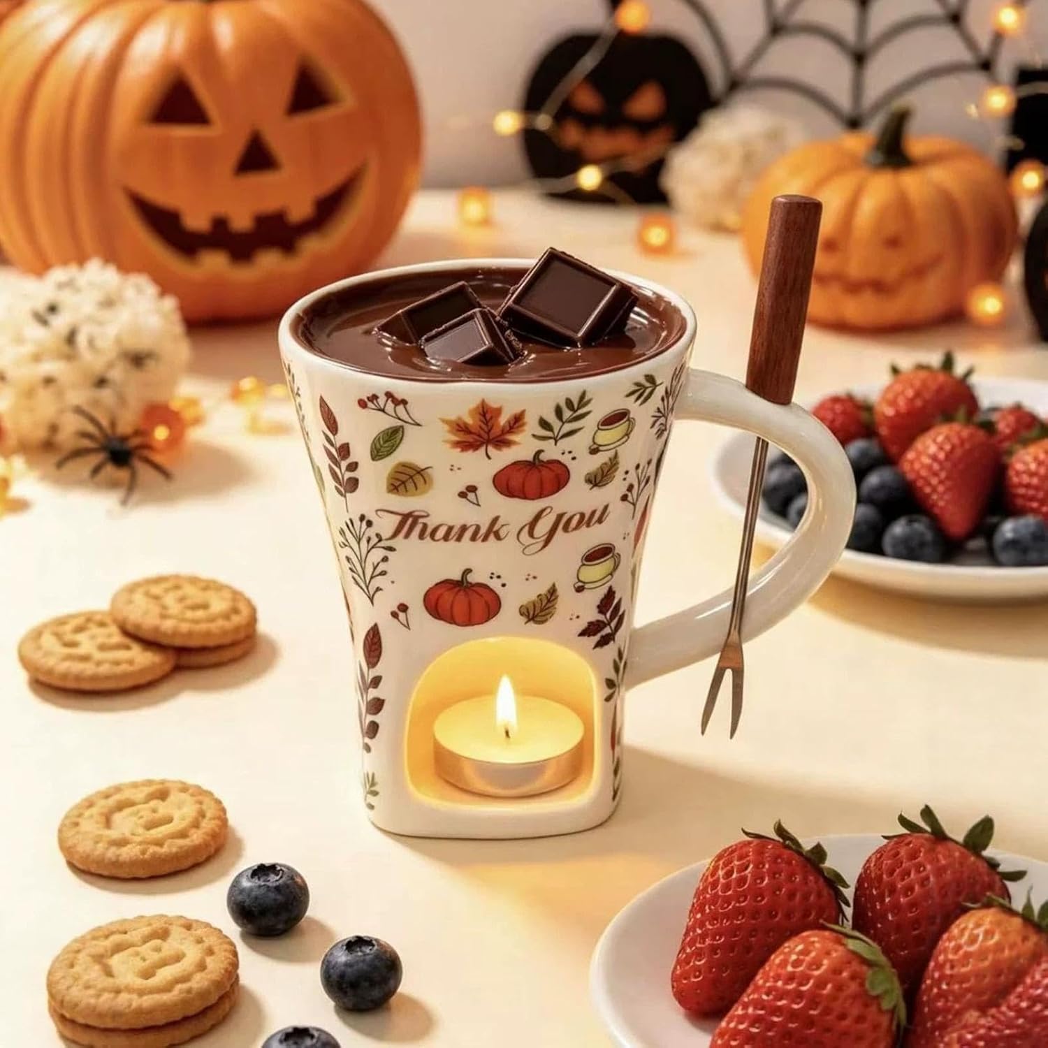 Chocolate Mug - 165ml Ceramic Cheese Warmer, Tea Light Melting Cup