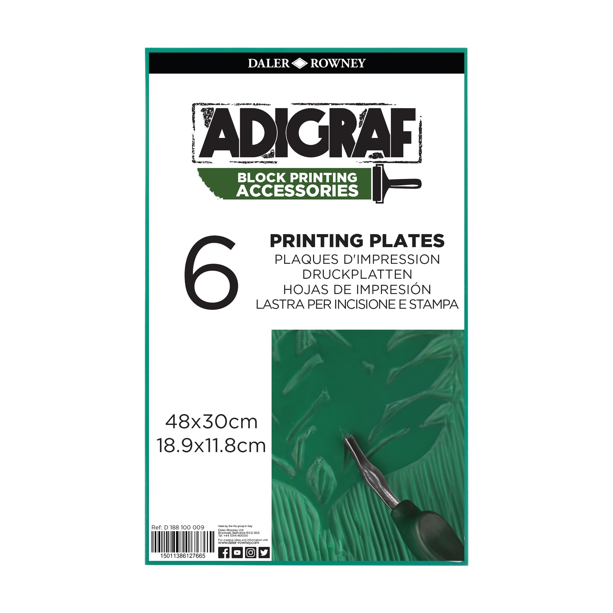 Daler-Rowney Adigraf Block Printing Lino Plates, approx. 11.81 x 18.90in - 30 x 48 cm, Printing Plate