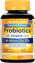 NewRhythm Probiotics 50 Billion CFU 20 Strains, 90 Veggie Capsules, Targeted Release Technology, Stomach Acid Resistant, No Need for Refrigeration, Non-GMO, Gluten Free
