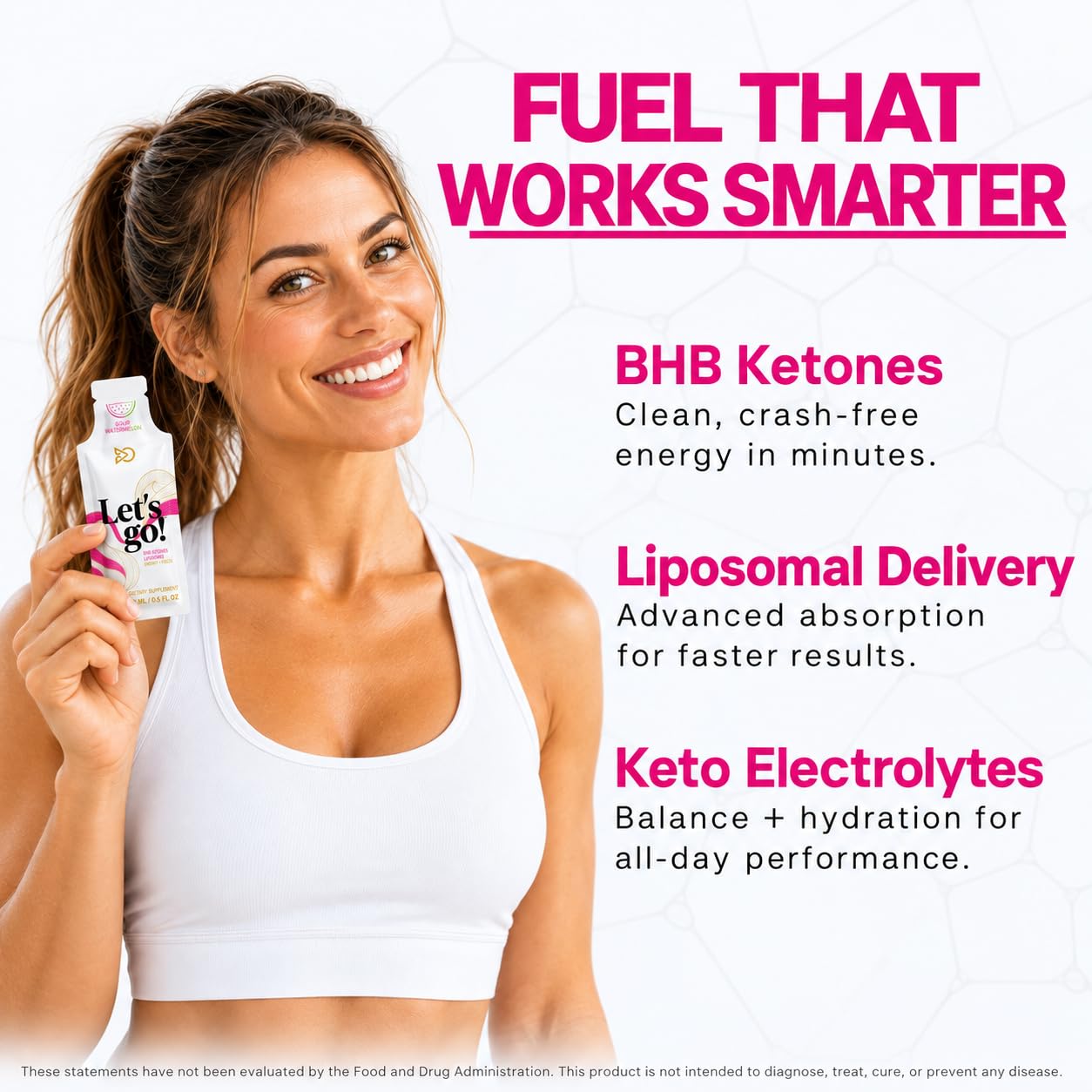 LET GO BHB Ketone Gel, Liposomal, Caffeine Free Energy, Watermelon, 14ct — Amazon image 2