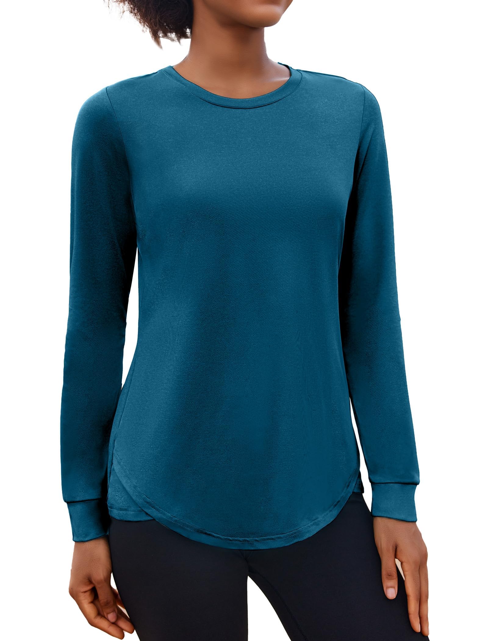 PINSPARK Camicia Sportiva da Donna a Maniche Lunghe Camicia Funzionale Camicia da Corsa Traspirante Palestra Yoga Top da Corsa Autunno S-XXL