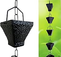 Vista 1 de U-nitt Cadenas de lluvia, canal de bajante de canalón de techo, atrapasador/desviador de agua de lluvia, 8.5 pies, metal, recubrimiento de polvo