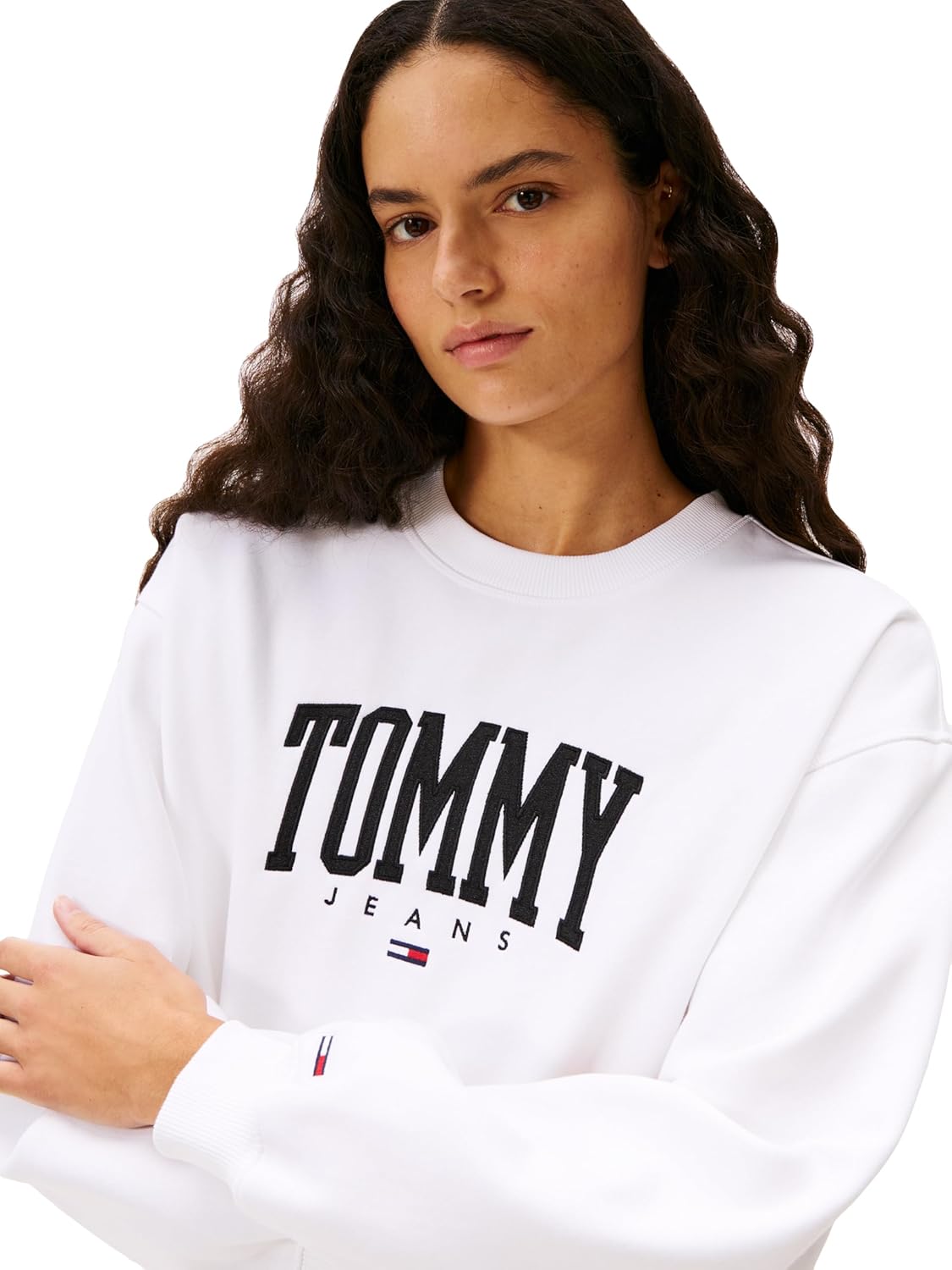 Tommy Jeans womens Medium Weight Pullover Crewneck With Printed Logo - Image 2