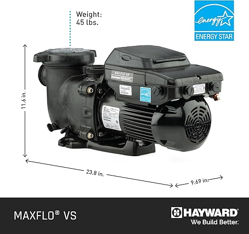 Miniatura 7 de Hayward W3SP2303VSP MaxFlo VS Bomba de piscina de velocidad variable, color negro