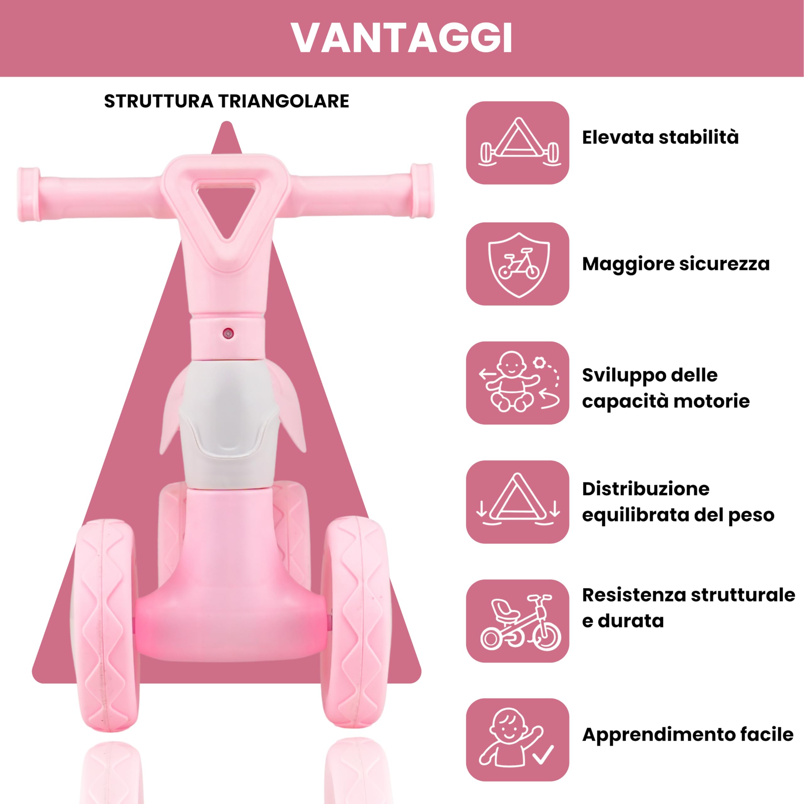 Edibaby, Bicicletta Bambini, Bici Senza Pedali 1–2 Anni, Balance Bike, Triciclo Leggero 12–24 Mesi, Giocattolo Educativo, Idea Regalo