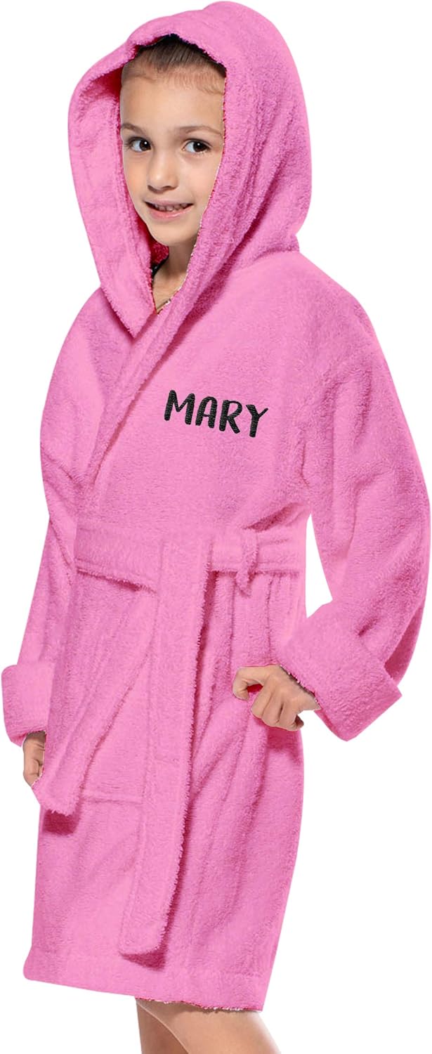 Personalized Embroidered Hooded Kids Robes for Girls Boys Custom Youth Bathrobe