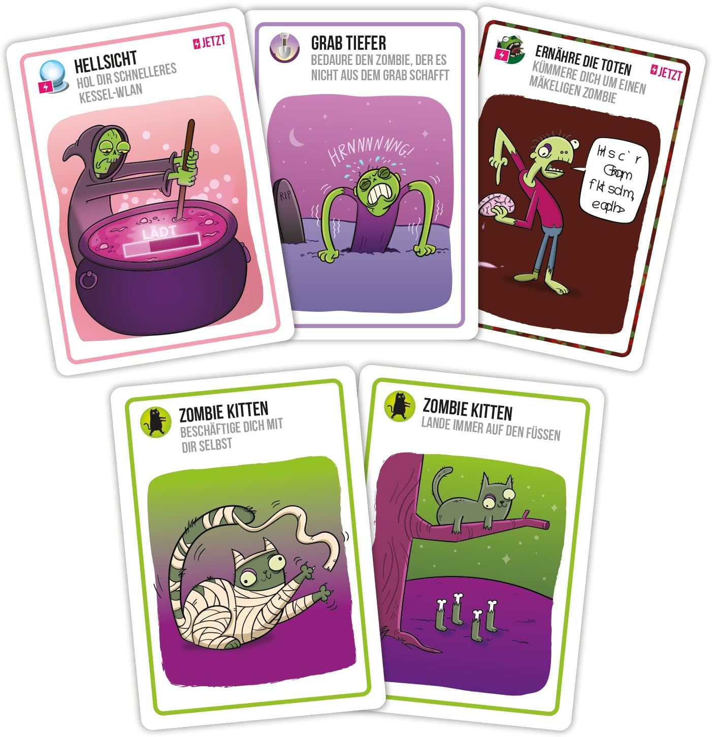 Exploding Kittens – Zombie Kittens Set, Colour, Multicoloured (Asmodee GmbH EXKD0024) – German Version