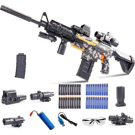 Amazon Co Jp M416自動おもちゃ銃 50ラウンドのソフト弾丸を備えた子供のおもちゃのフォームブラスター 目標 ゴーグルとパン 6 12歳の子供への最高の贈り物 Camouflage おもちゃ