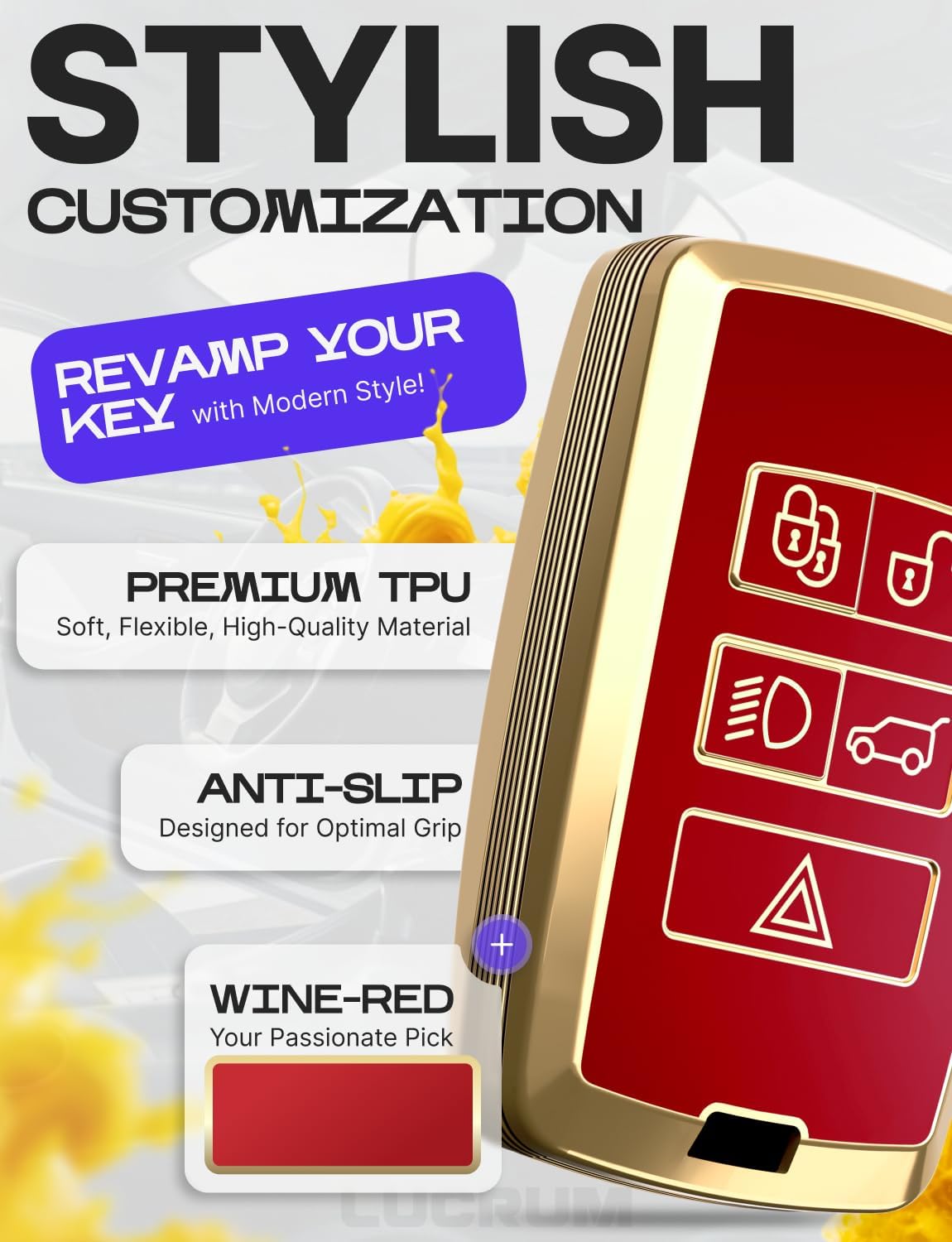 Lucrum Compatible with Range Rover and Jaguar Key Fob Cover & Keychain, TPU Keyfob Case for Land Rover Sport Evoque XE XJ XF - Image 3