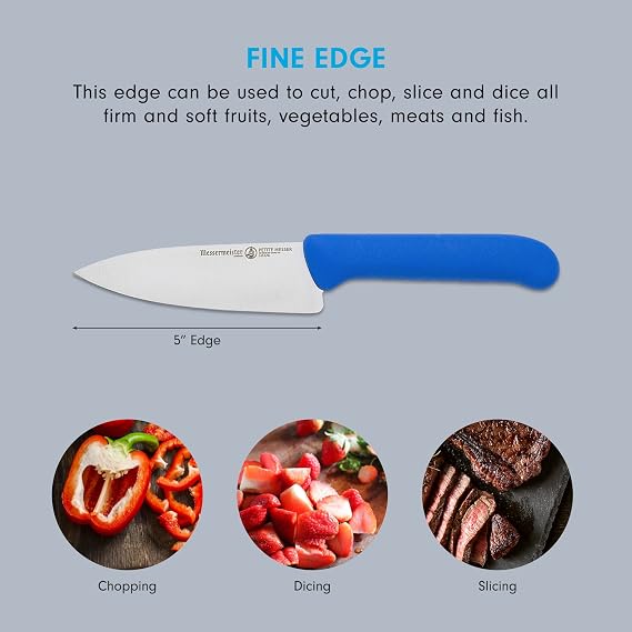 Messermeister Petite Messer 5 Chefs Knife, Blue - German 1.4116 Stainless Steel & Ergonomic Handle - Lightweight, Rust Resistant & Easy to Maintain