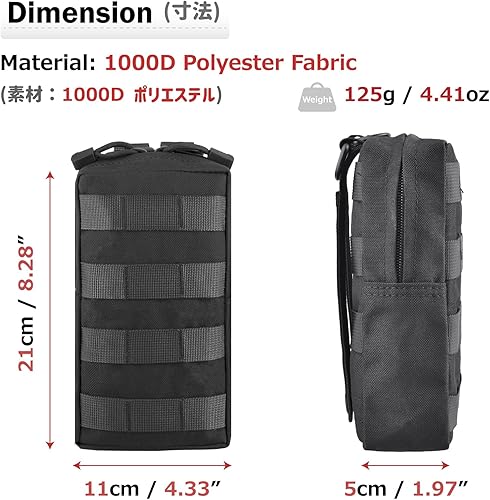 Miniatura 4 de Azarxis Molle Bolsas, tácticas compactas EDC pequeña bolsa de utilidad bolsa de cintura bolsas de almacenamiento administrador organizar equipo