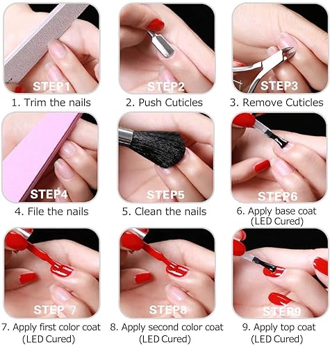 Miniatura 8 de Vishine Juego de 24 esmaltes de uñas en gel, rojo, morado, marrón, nude, serie de colores clásicos, para remojar con luz UV LED, barniz de belleza