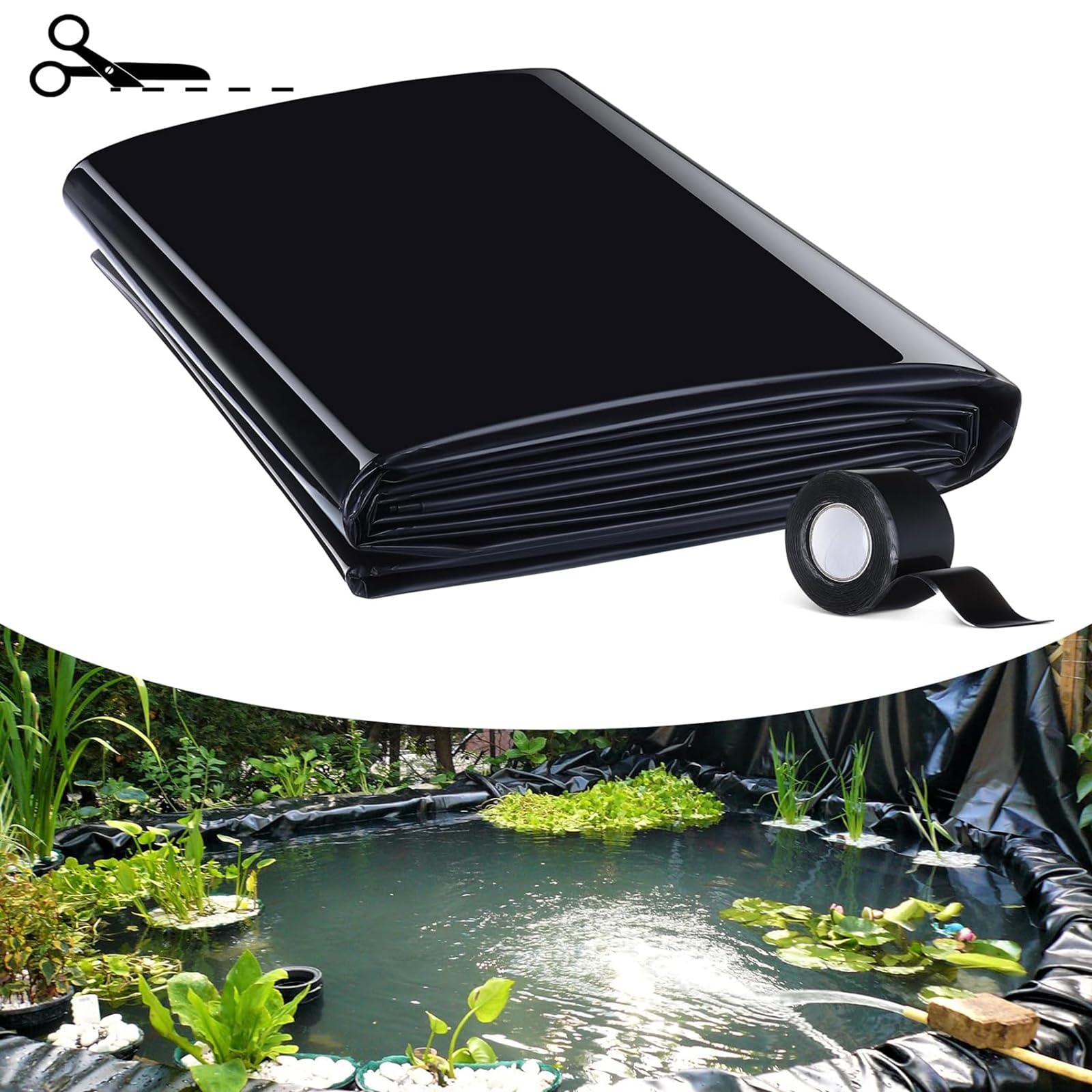 Bache Bassin en PVC Noir de qualité - 1m x 1m/bâche pour Bassin Convient pour Les étangs, Les biotopes, Les piscines Nat